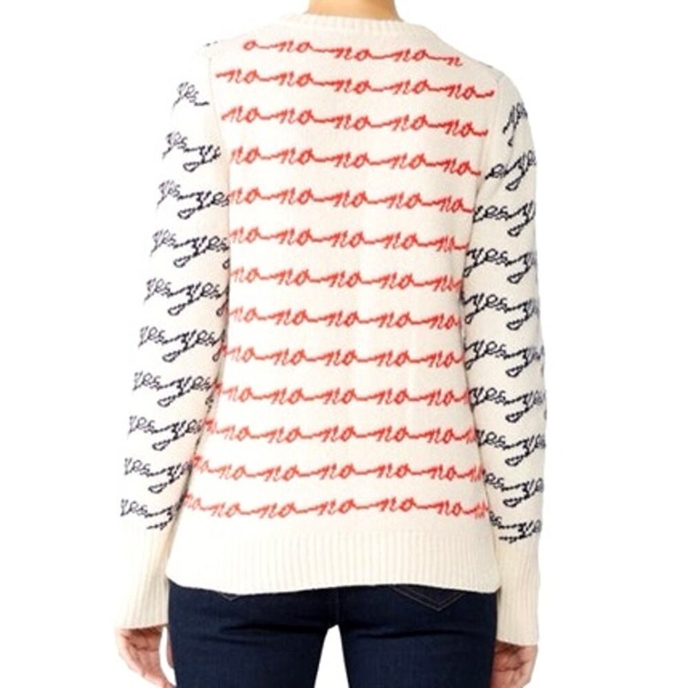 J Crew Yes No Sweater XS handwriting cursive script